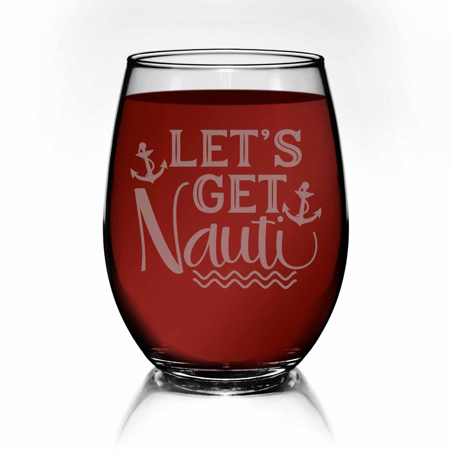 Lets Get Nauti Summer Boat Anchor Sailing Stemless Wine Glass