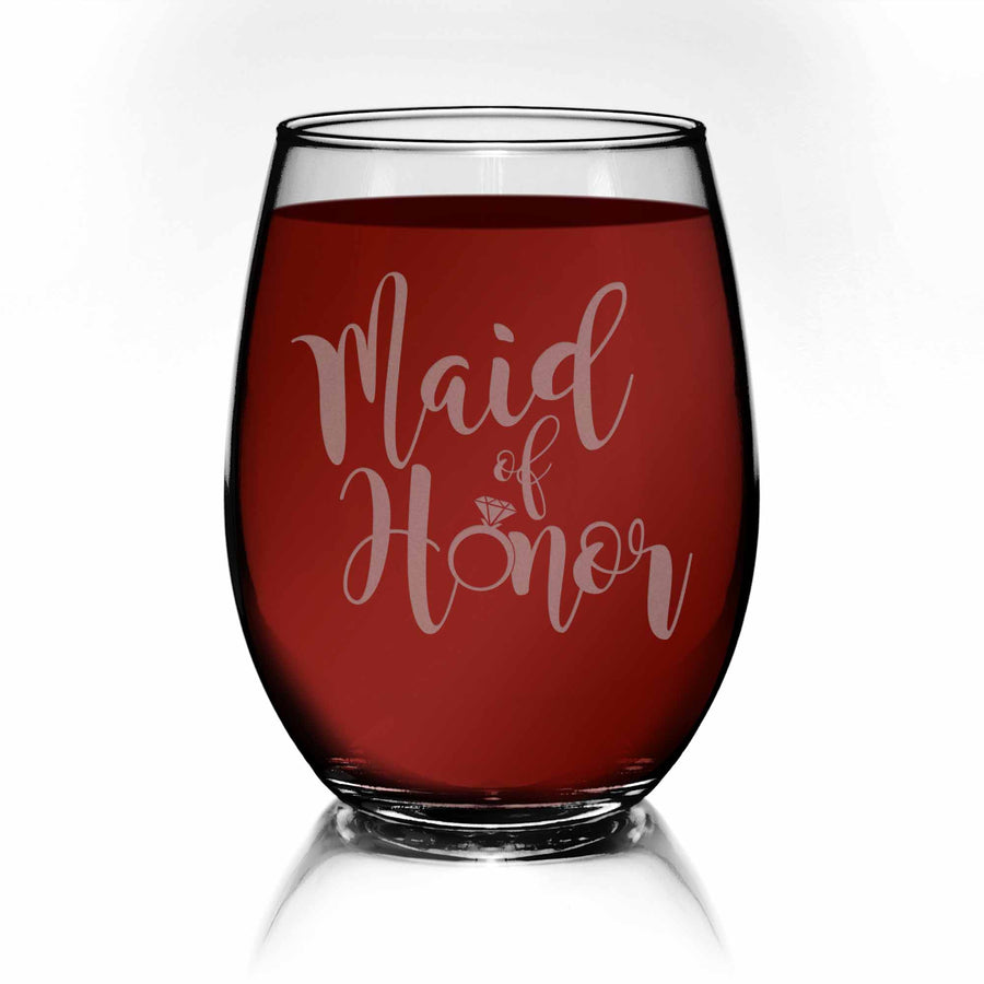 Maid Of Honor Wedding Stemless Wine Glass