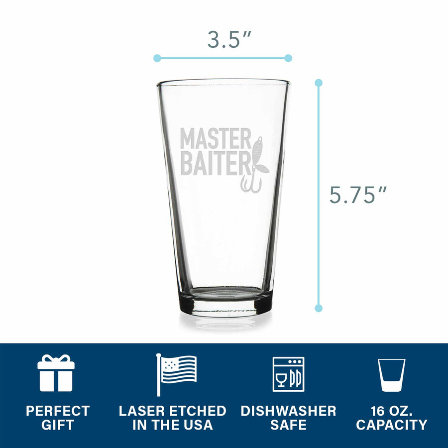 Master Baiter Fishing Pint Glass