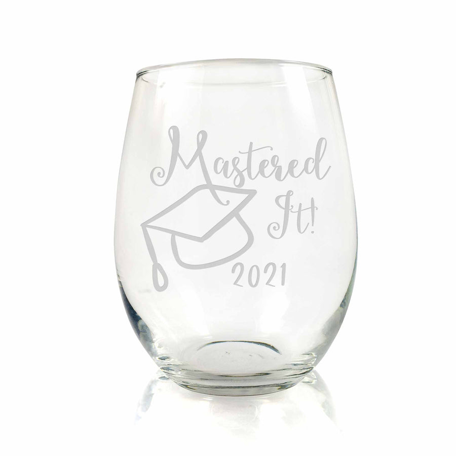 Mastered It 2021 College Graduation Gift Stemless Wine Glass