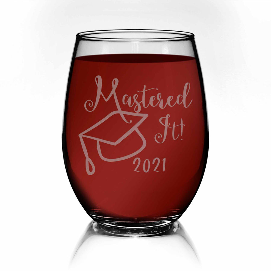 Mastered It 2021 College Graduation Gift Stemless Wine Glass