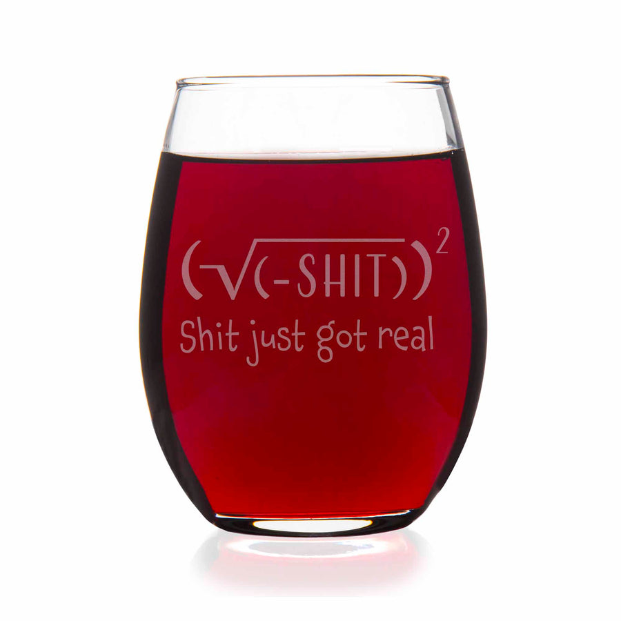 Math Sht Just Got Real Stemless Wine Glass