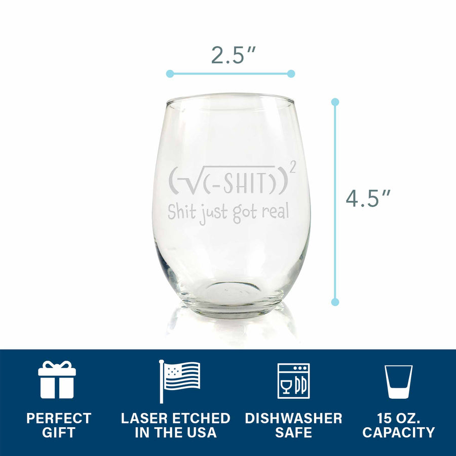 Math Sht Just Got Real Stemless Wine Glass