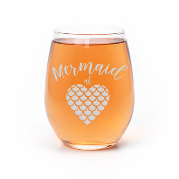Mermaid At Heart Stemless Wine Glass