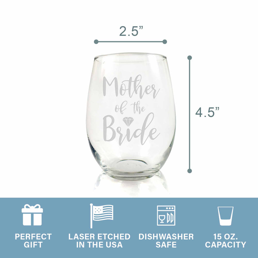 Mother Of The Bride Stemless Wine Glass