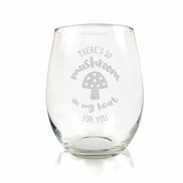 Mushroom Heart Funny Love Stemless Wine Glass