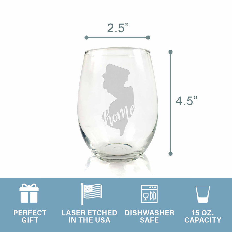 New Jersey State Stemless Wine Glass