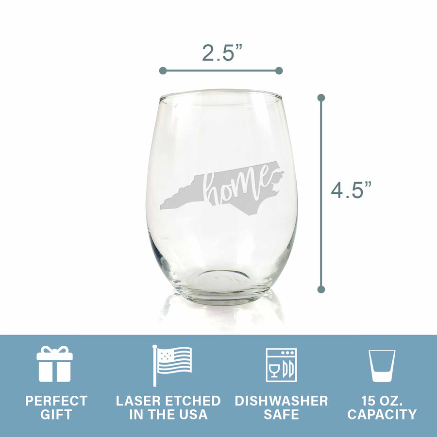 North Carolina State Stemless Wine Glass