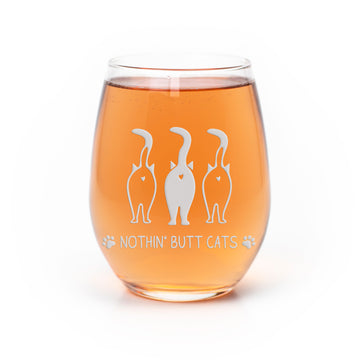 Nothin Butt Cats Stemless Wine Glass