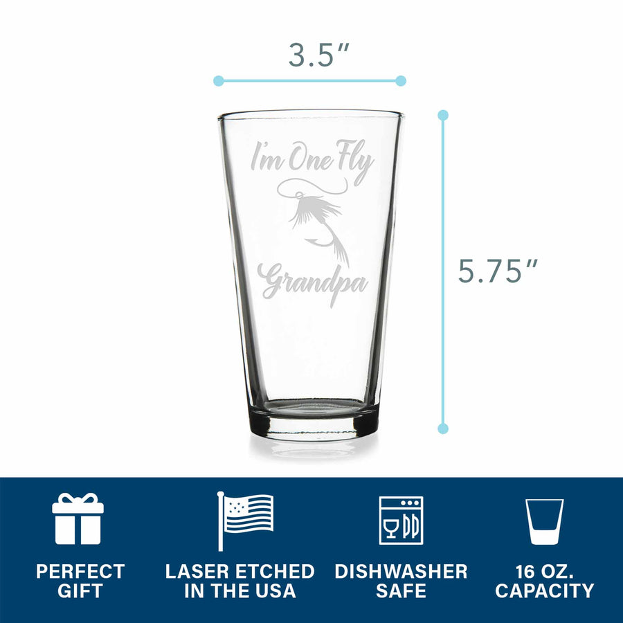 One Fly Grandpa Pint Glass