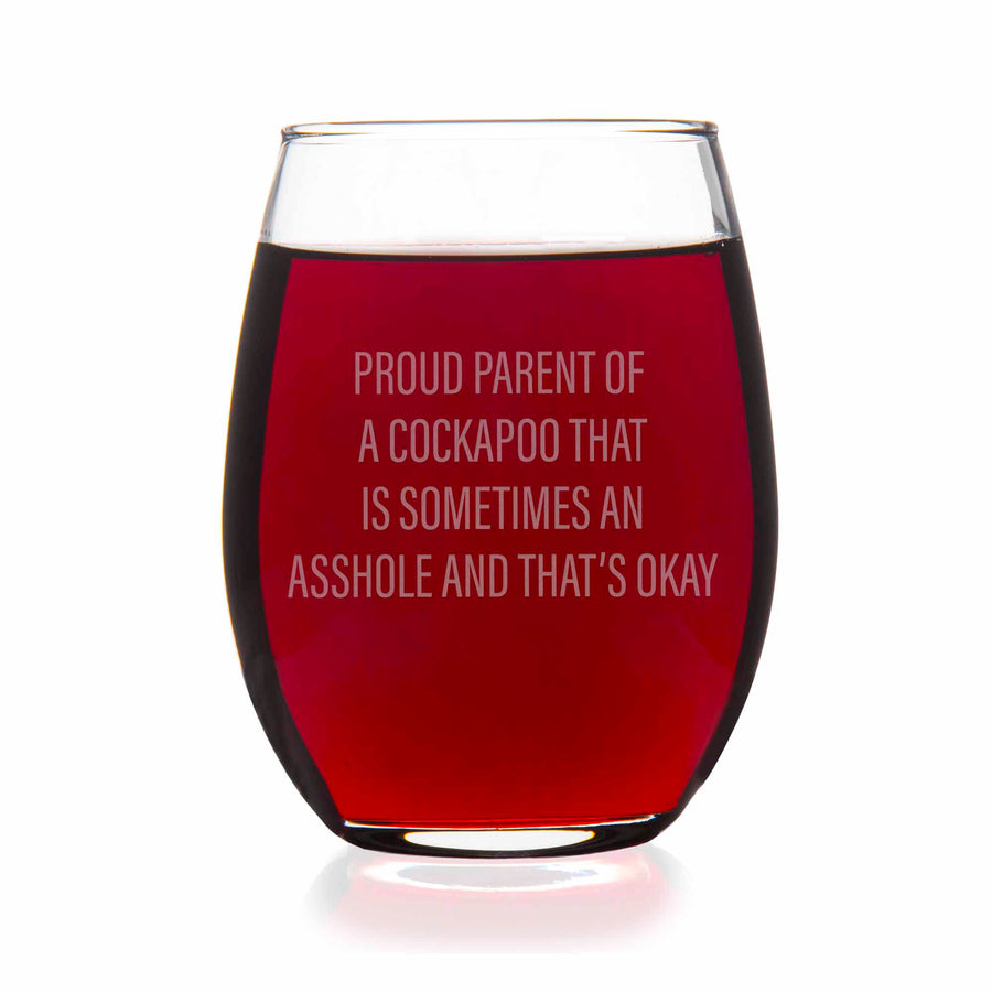 Proud Parent Cockapoo Stemless Wine Glass