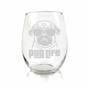 Pug Life Stemless Wine Glass