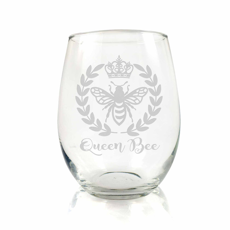 Queen Bee Stemless Wine Glass