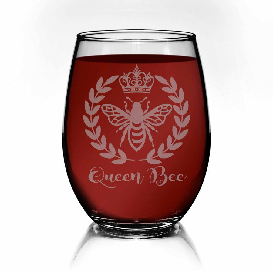 Queen Bee Stemless Wine Glass