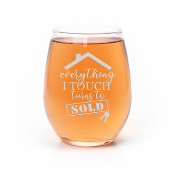 Realtor Turns Sold Stemless Wine Glass
