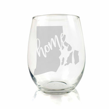 Rhode Island State Stemless Wine Glass