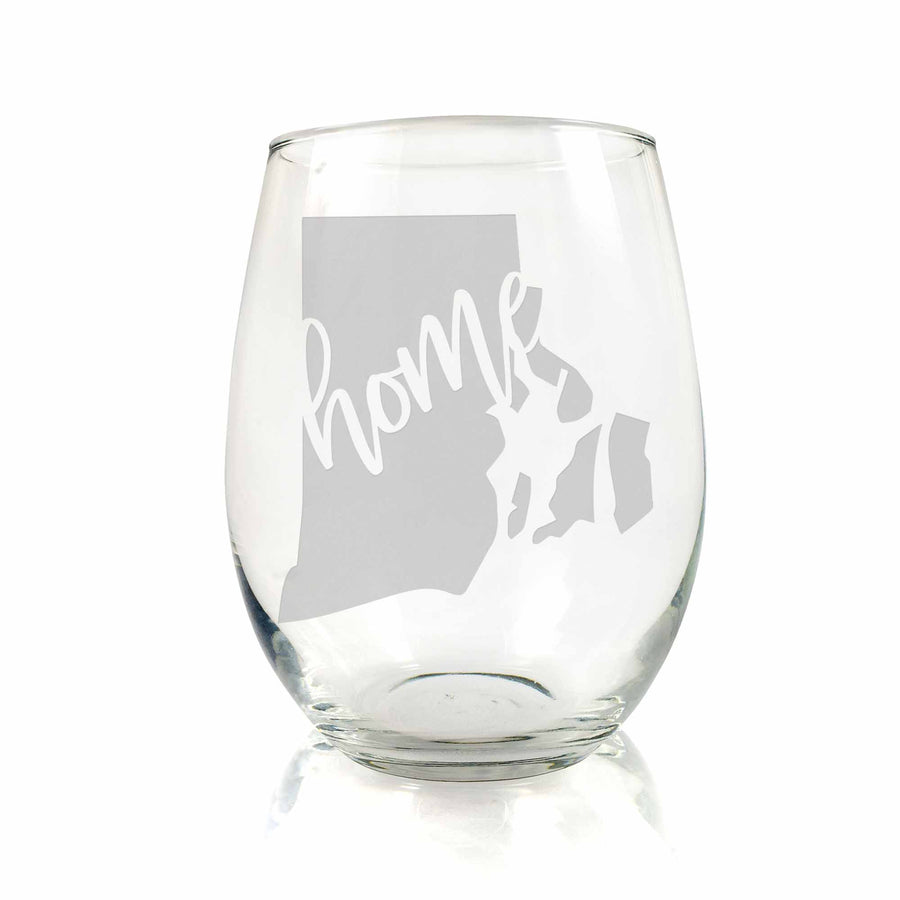 Rhode Island State Stemless Wine Glass