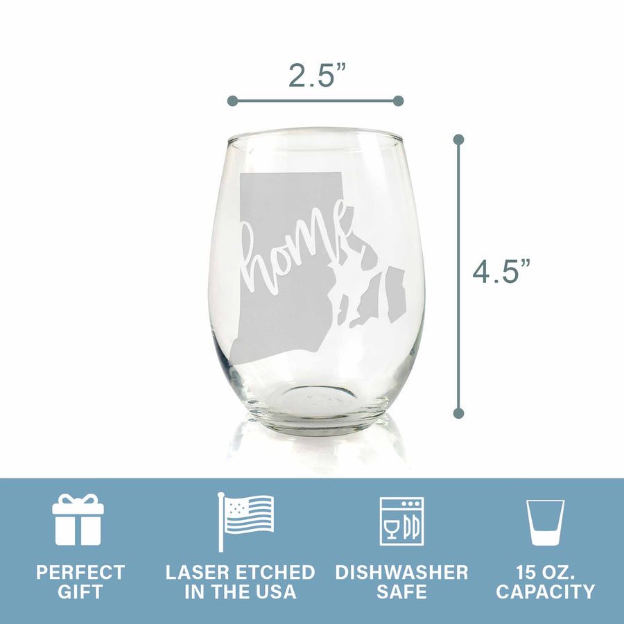 Rhode Island State Stemless Wine Glass