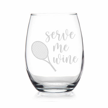 Serve Me Wine Tennis Stemless Wine Glass
