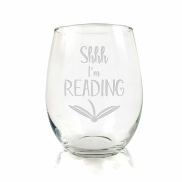 Shhh Im Reading Stemless Wine Glass