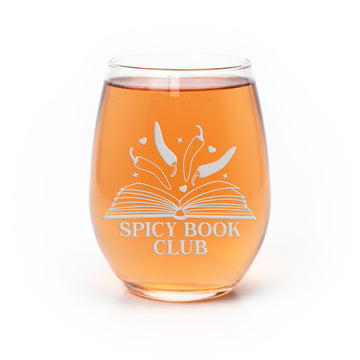 Spicy Book Club Stemless Wine Glass