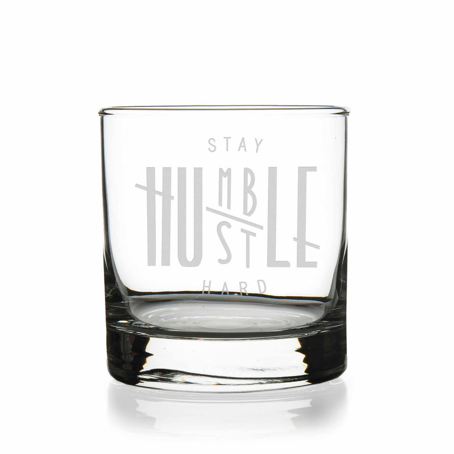 Stay Humble Hustle Hard Round Rocks Glass