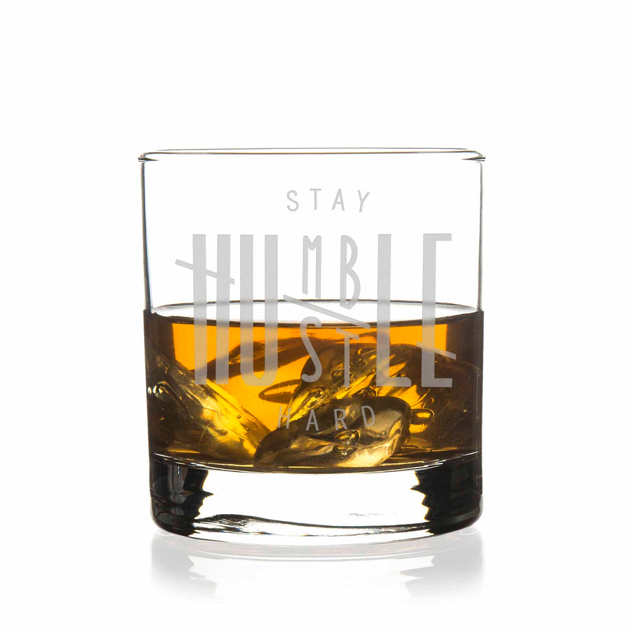 Stay Humble Hustle Hard Round Rocks Glass