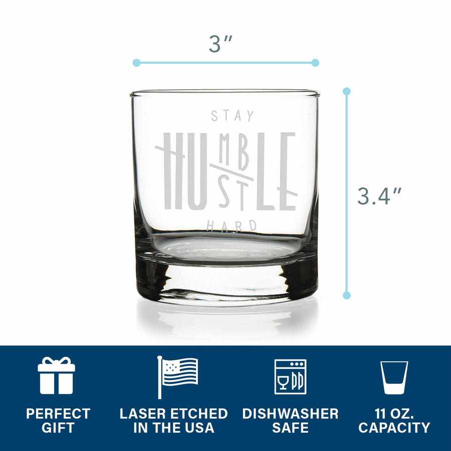 Stay Humble Hustle Hard Round Rocks Glass