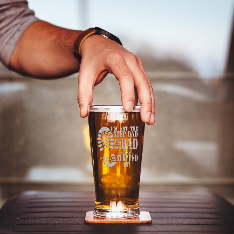 Step Dad Stepped Up Pint Beer Glass