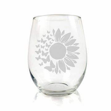 Sunflower Stemless Wine Glass