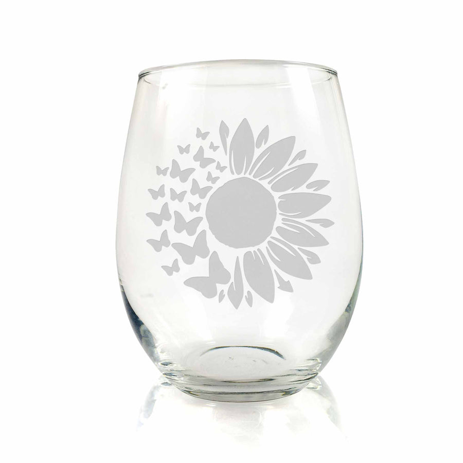 Sunflower Stemless Wine Glass