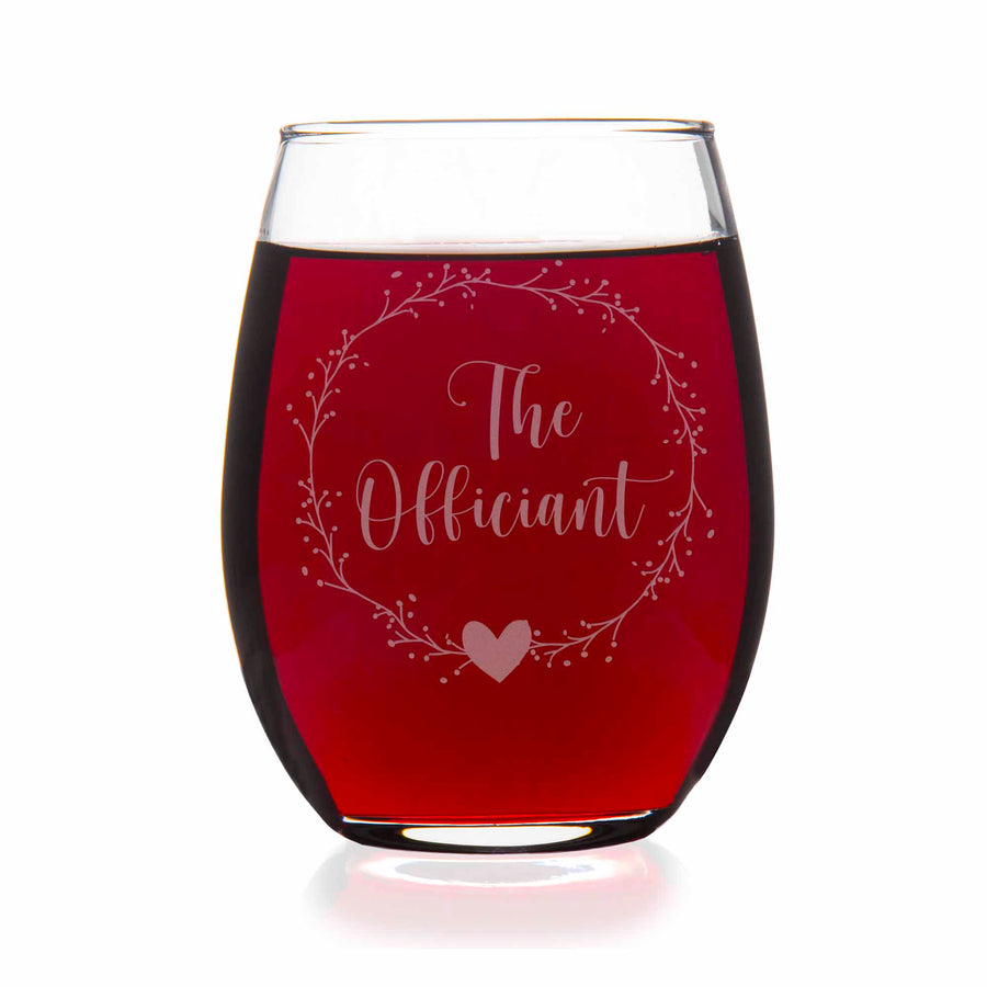 The Officiant Wedding Stemless Wine Glass