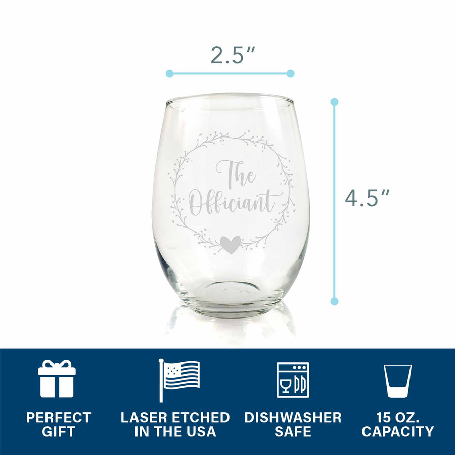 The Officiant Wedding Stemless Wine Glass