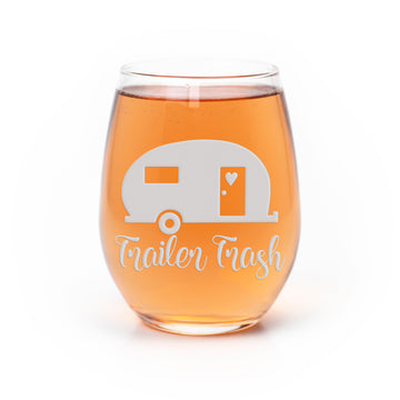 Trailer Trash Stemless Wine Glass
