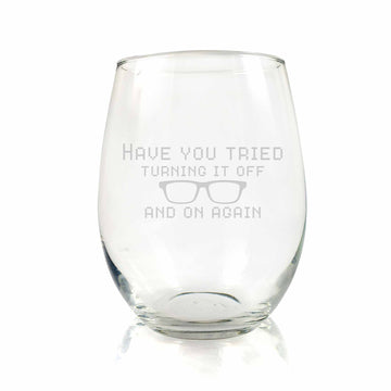Tried Turning It Off And On Again Computer Nerd Geek Stemless Wine Glass