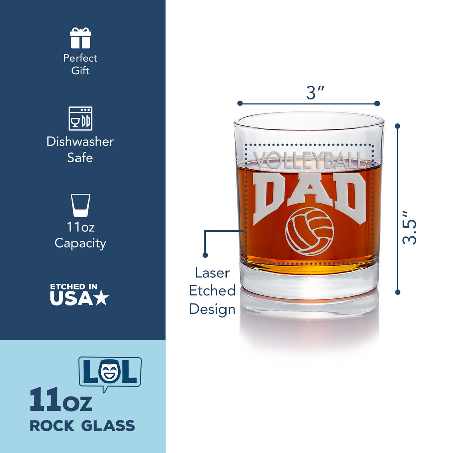 Volley Ball Dad Round Rocks Glass