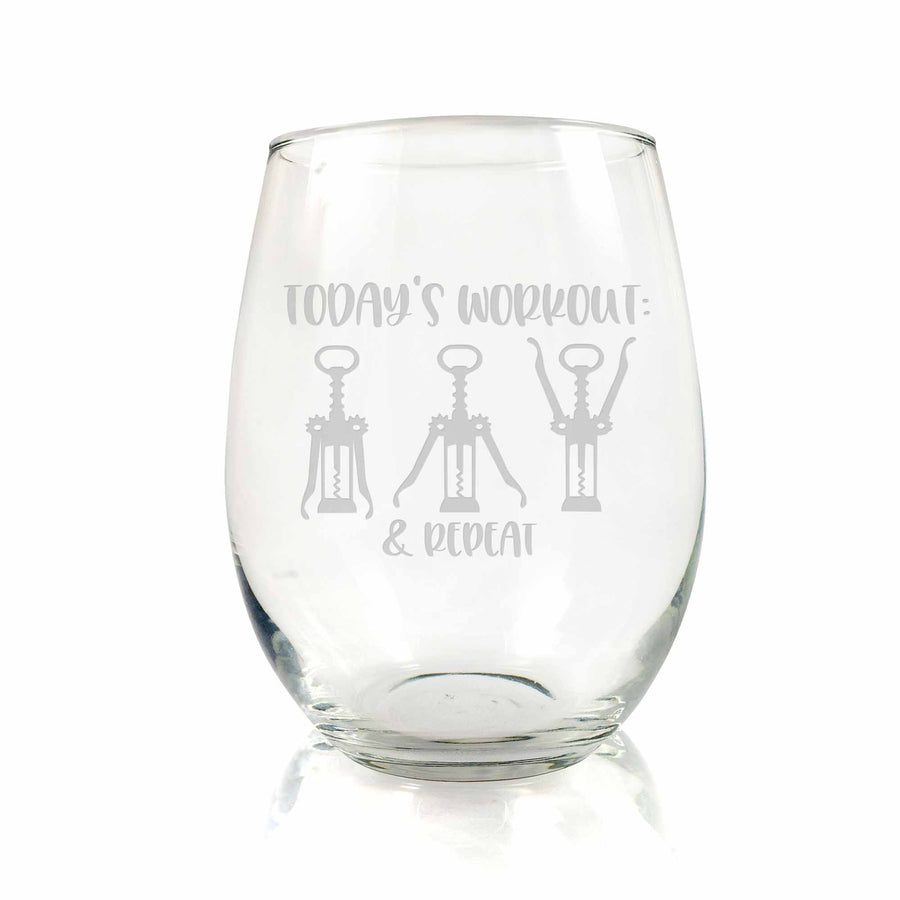 Wine Workout Fitness Running Personal Trainer Stemless Wine Glass