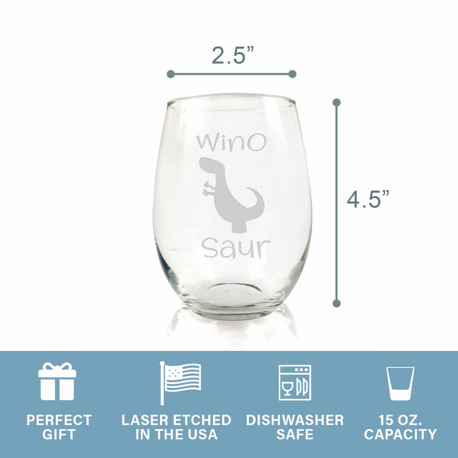 Winosaur Stemless Wine Glass Funny Gift Ideas, Girly Wine Glass, Gift for  Mom, Fun Wine Glass , Unique Gift Wine Glasses 