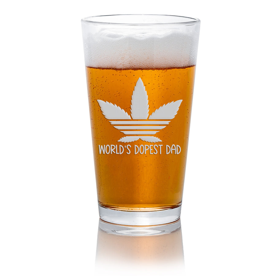 Worlds Dopest Dad Lines Pint Beer Glass