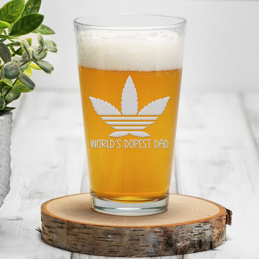 Worlds Dopest Dad Lines Pint Beer Glass