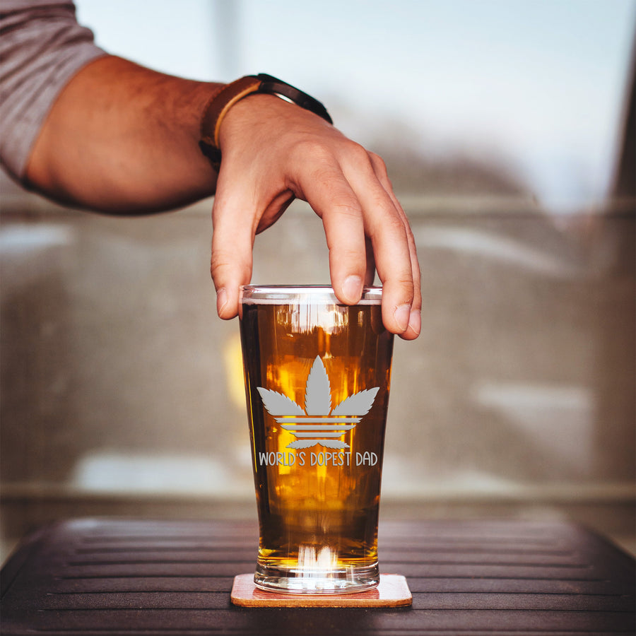 Worlds Dopest Dad Lines Pint Beer Glass