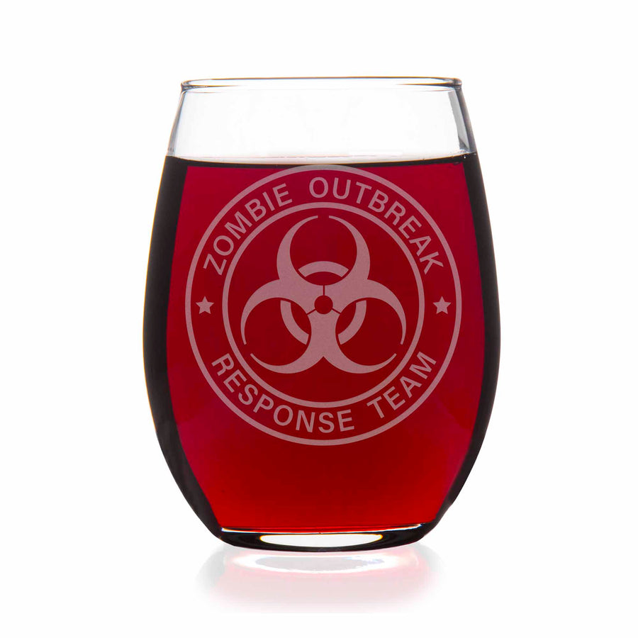 Zombie Apocalypse Outbreak Response Team Stemless Wine Glass